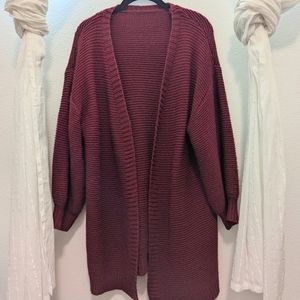 Shein long maroon knit cardigan